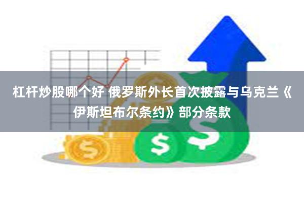 杠杆炒股哪个好 俄罗斯外长首次披露与乌克兰《伊斯坦布尔条约》部分条款