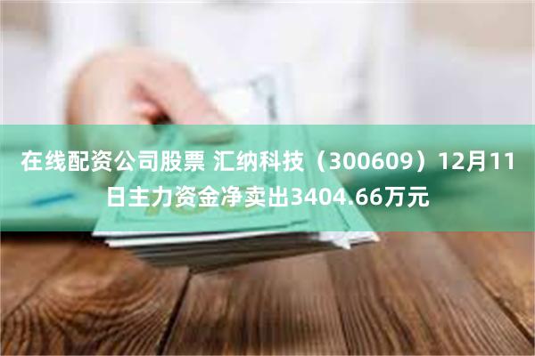 在线配资公司股票 汇纳科技（300609）12月11日主力资金净卖出3404.66万元